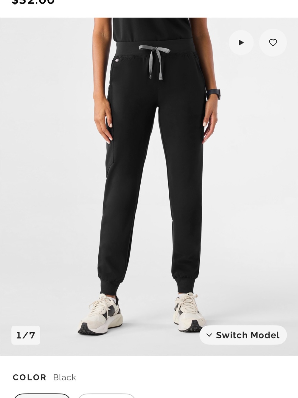 FIGS Zamora Jogger Scrub Pants – Women’s Size Small – Black